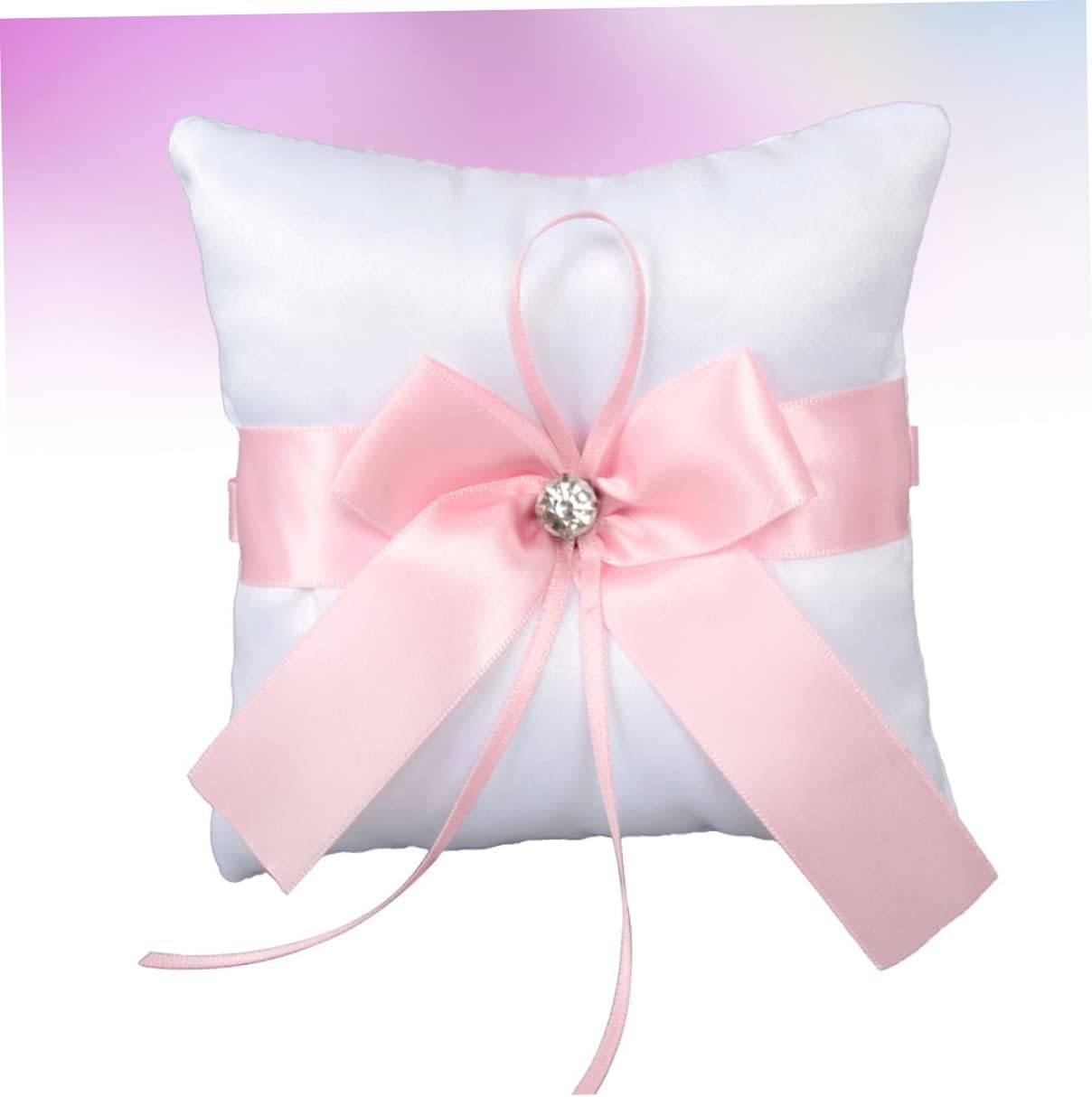 1Pc Elegant Pink Wedding Ring Pillow Cushion Square Ring Holder for Bride Fashion Party Ring Pillow for Wedding Decor