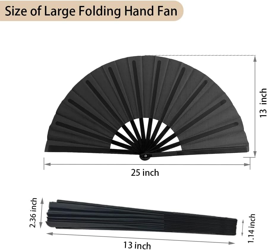 13inch Large Clacking Fans for Line Dancing, Boots on the Ground Hand Rave Fan, Big Portable Folding Fans for Outdoor, Party, Decoration