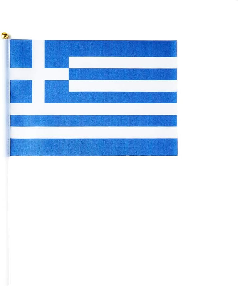 Greece Flag Greek Flag, Small Mini Handheld Greece Flags on Stick, Ideal for Party Parades Sports Events Patriotic Festival Decorations