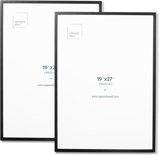 Opposite Wall - 50x70 cm - Black Oak Wood Picture Frame - Lightweight, Versatile & Shatterproof - Wall Hanging Photo or Poster Frame - 19 3/4 x 27 1/2 in - 2 Pack