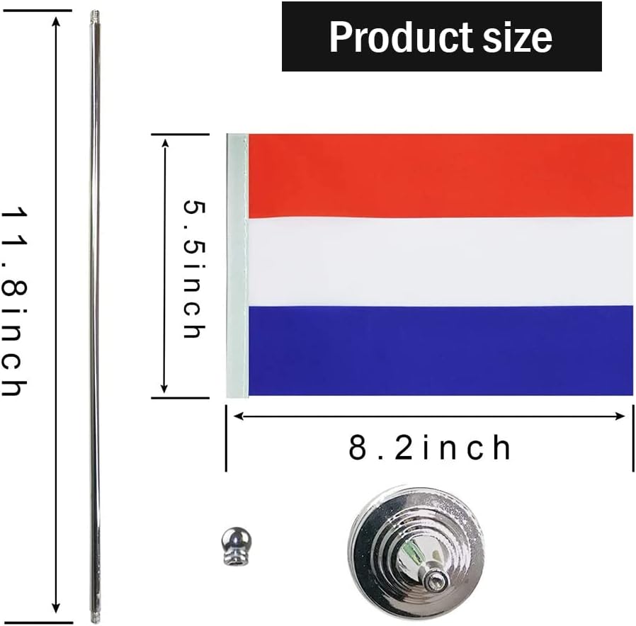 Netherlands Flag Dutch Flags, Small Mini Dutch Desk Flag, Used for Table Office Classroom Home Patriotic Events Decorations