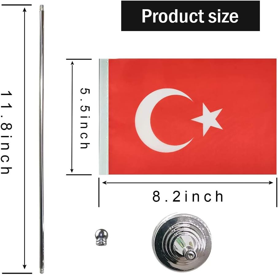 Turkey Flag Turkish Flags, Small Mini Turkish Desk Flag, Used for Table Office Classroom Home Patriotic Events Decorations