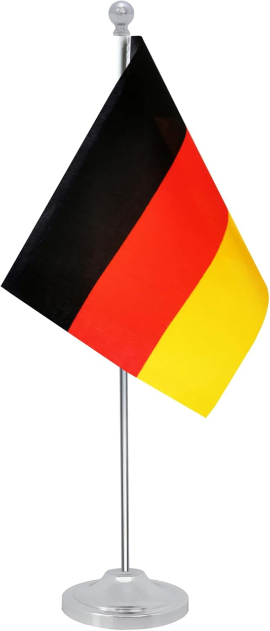 Germany Desk Flag, Germanic Table Office Flag with Metal Pole and Stand Base, International Country Flags, Festival Event Celebration, Classroom Meeting Desktop Decor (Germany)