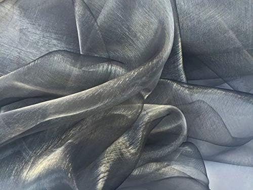 VDS Silver Gray Organza Fabric, 30 Yards Continuous, 45” Wide, Wedding Party Decoration Iridescent Crystal Sheer Shiny Organza Tulle Bridal Dress DIY Crafts Costume Sewing Backdrop Arch Cloth