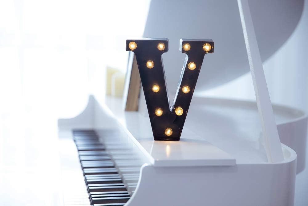 Foaky Black LED Marquee Number Lights Sign Light Up Marquee Number Lights Sign for Night Light Wedding Birthday Party Battery Powered Christmas Lamp Home Bar Decoration