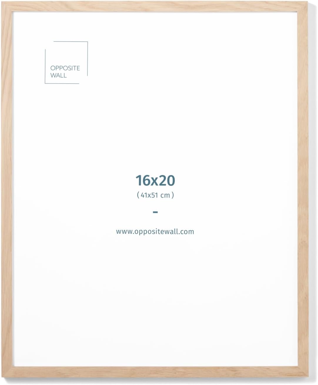Opposite Wall - 16x20 in - Natural Solid Oak Wood Picture Frame - Lightweight, Versatile & Shatterproof - Wall Hanging Poster or Photo Frame - Wall Decor for Office, Gallery & Home