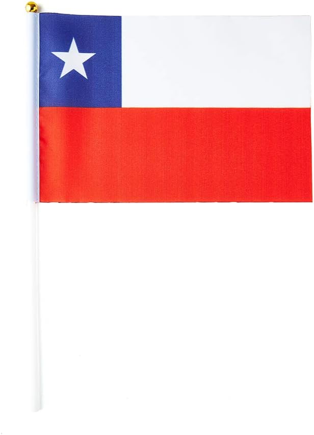 Chile Flag Chilean Flag, Small Mini Handheld Chile Flags on Stick, Ideal for Party Parades Sports Events Patriotic Festival Decorations