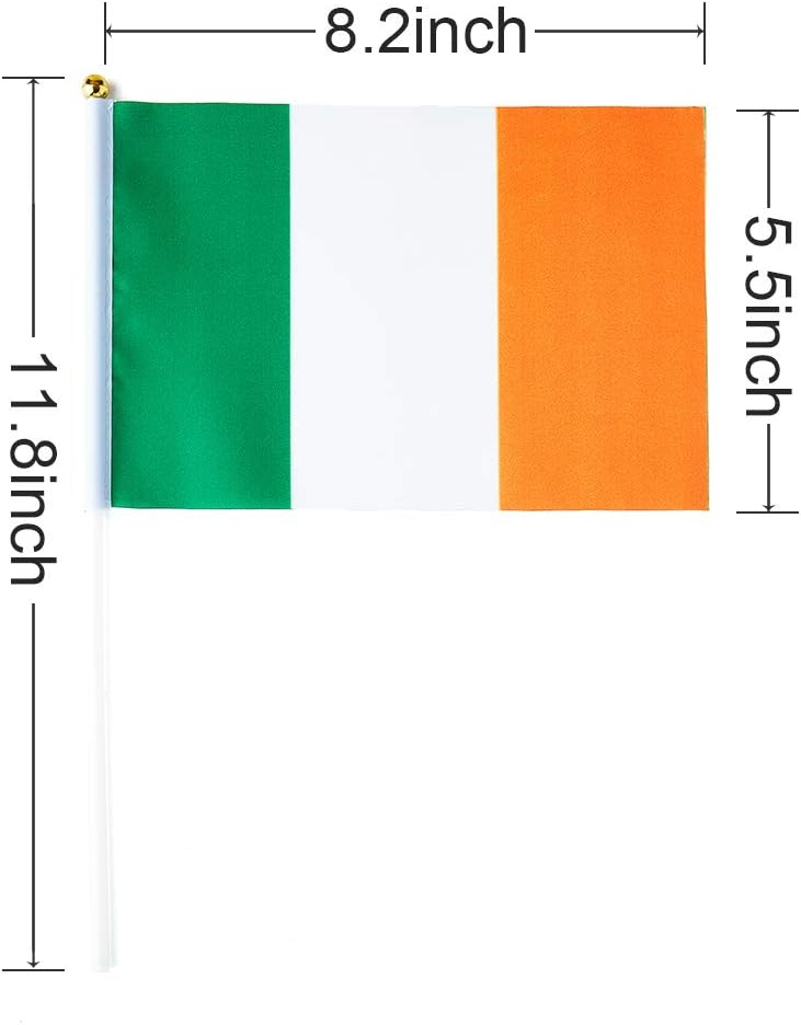 Ireland Flag Irish Flag, Small Mini Handheld Ireland Flags on Stick, Ideal for Party Parades Sports Events Patriotic Festival Decorations
