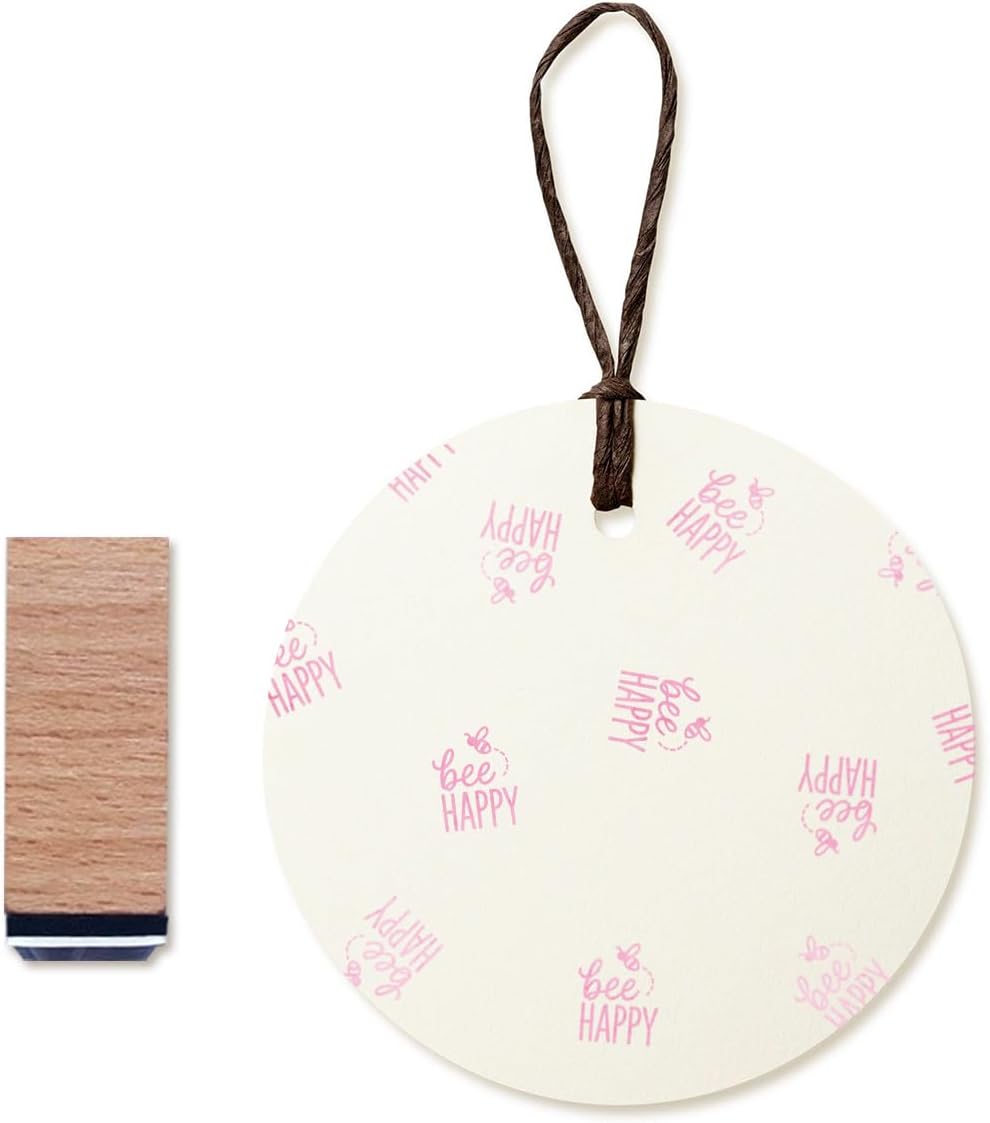 Bee Happy Rubber Stamp, 3/5 Inch Small Mini Stamp for Scrapbooking Card Making Planner