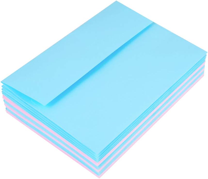 100 Pack A7 Baby Blue Invitation 5x7 Envelopes - Self Seal, Square Flap,Perfect for Baby Shower, 5x7 Cards, Weddings, Birthday, Invitations, Graduation, 5.25 x 7.25 Inches (Baby Blue)
