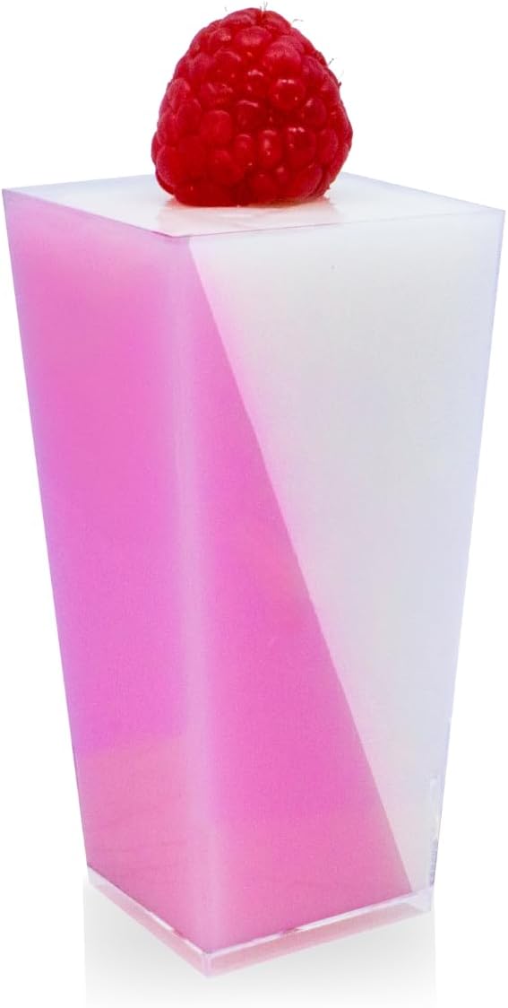 50 Pack Tiny 3oz Tall Pyramid Shooter | Disposable Mini Plastic Dessert Cups | Tiny Square Treat Containers | Clear Individual Dessert Cups | 3 oz Plastic Cups for Catering Events & Parties | CMJJ