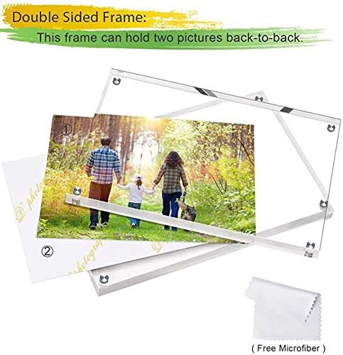 Boxalls 6x8 Inches Acrylic Picture Frame, Double Sided Clear Frameless Photo Frame with Magnetic Desktop Transparent