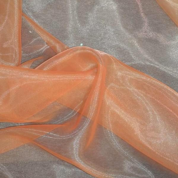 VDS Peach Organza Fabric, 5 Yards Continuous, 45” Wide, Wedding Party Decoration Iridescent Crystal Sheer Shiny Organza Tulle Bridal Dress DIY Crafts Costume Sewing Backdrop Arch Cloth