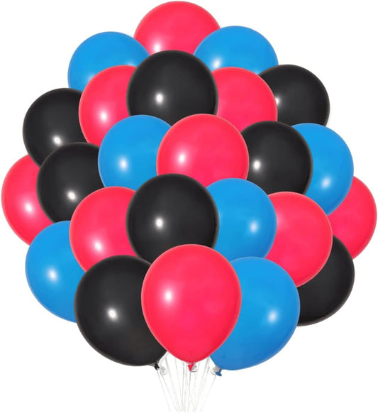 300 Pack Red Black Blue Balloons 100 of each of the 3 colors 12 inch Red Black Blue Latex Party Balloon Bulk for Various Party Events Decorations