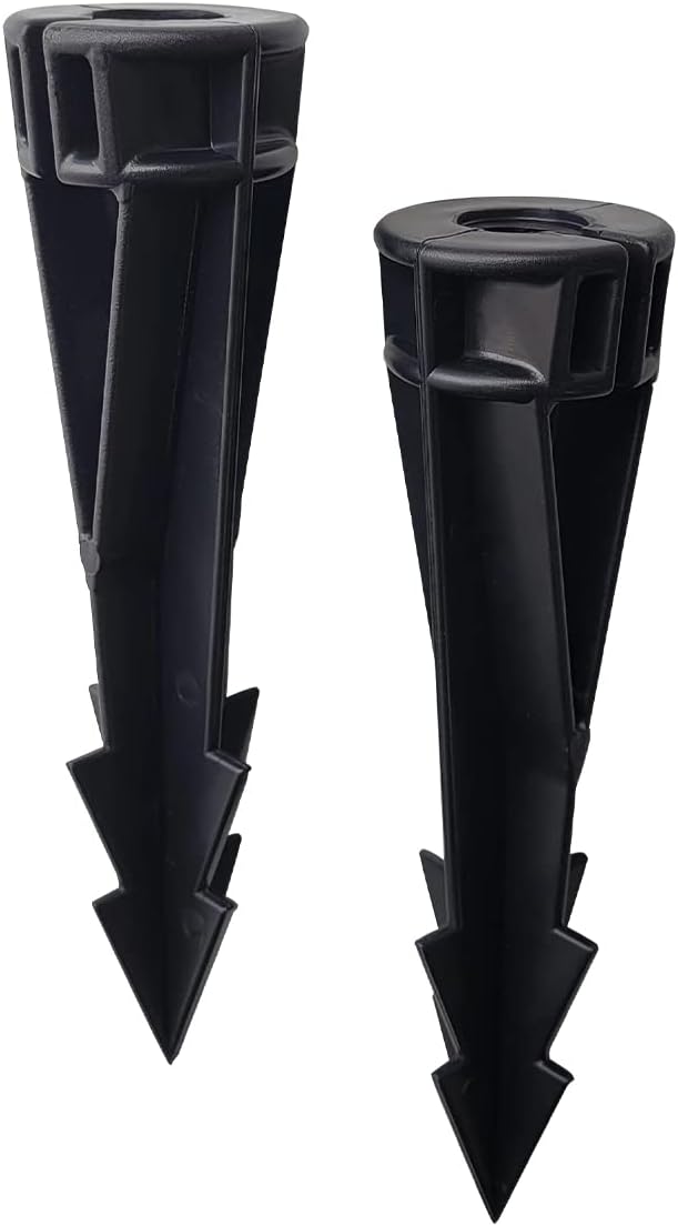 COLOER Landscape Lights 8 Inch In-Ground Stake Spikes Replacement 1/2" NPS Thread with Side Wire Way Medium Size, Heavy Duty Universal Slot Large Ground Post for Outdoor Garden Lights(2 Pack)