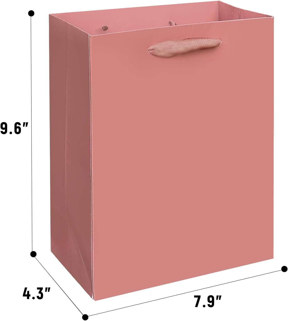 Gcardist Cinnamon Pink Gift Bags with Tissue Paper for Wedding, Birthday, Party Supplies - Medium Size Cardboard Gift Bags (16pcs + 32pcs Tissue Paper)