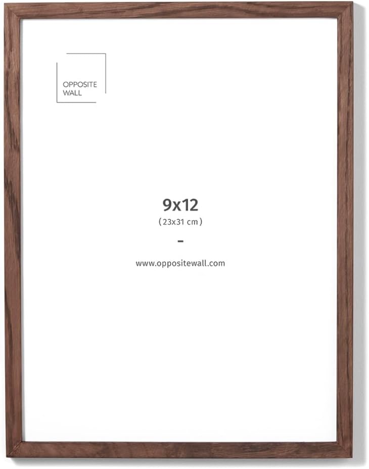 Opposite Wall - 9x12 in - Dark Oak Wood Picture Frame - Lightweight, Versatile & Shatterproof - Wall Hanging Poster or Photo Frame - Wall Decor for Office, Gallery & Home