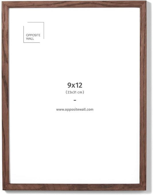 Opposite Wall - 9x12 in - Dark Oak Wood Picture Frame - Lightweight, Versatile & Shatterproof - Wall Hanging Poster or Photo Frame - Wall Decor for Office, Gallery & Home