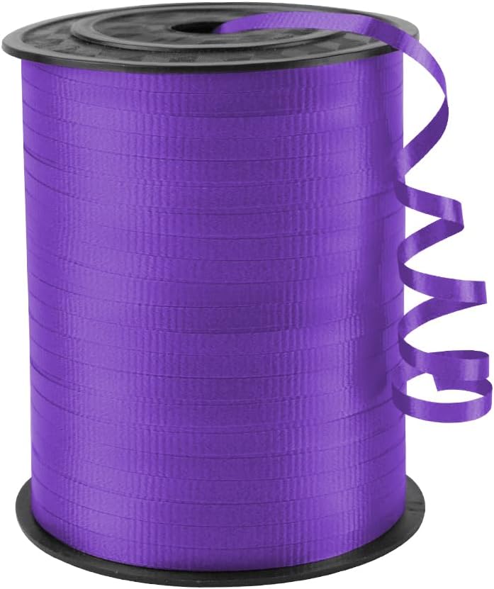 KMER LIFE Purple Crimped Curling Ribbon, 1/5" Wide x 500 Yards Christmas Curling Ribbons for Gift Wrapping, Party Decoration, Balloon String, Crafting, Balloon Ribbons for Florist Flower (1 Roll)