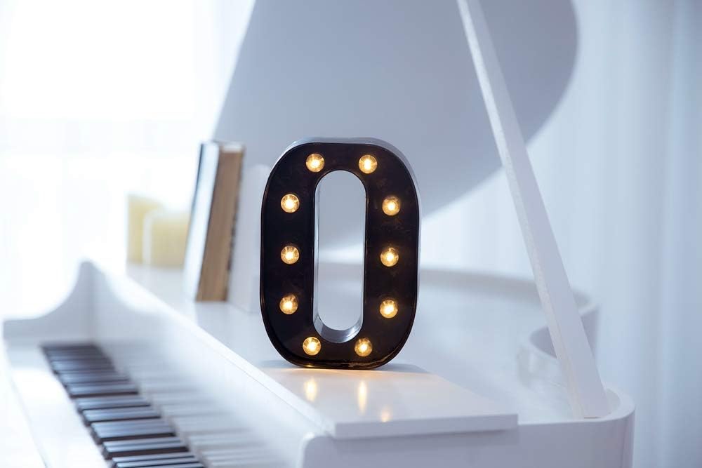 Foaky Black LED Marquee Number Lights Sign Light Up Marquee Number Lights Sign for Night Light Wedding Birthday Party Battery Powered Christmas Lamp Home Bar Decoration