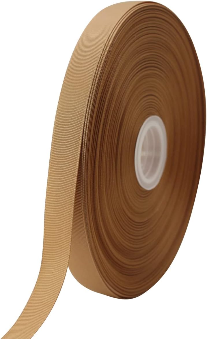 Jesep One Roll 100 Yards 3/4" Soild Grosgrain Ribbon Boutique Gift Wrapping Package Ribbon, DIY Crafts Bow Hair Headband Accessories Assorted Ribbon#835 (3/4" 20mm, Khaki)