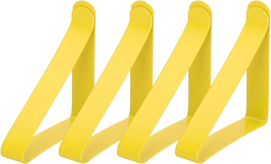 uxcell 4 Pack Tablecloth Clips, Stainless Steel Table Cloth Cover Clamps, 2.56" x 2.68" Windproof Holder Clips for Home Party Picnic Wedding Camping Dining Tables, Yellow