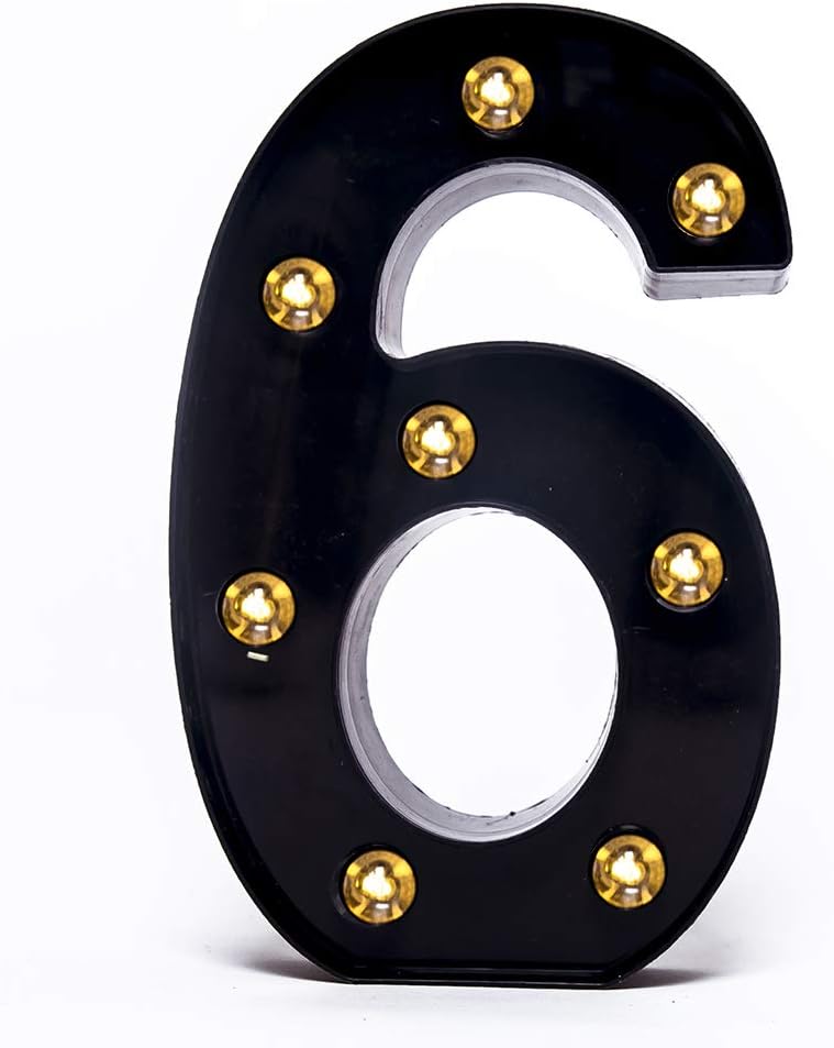 Foaky Black LED Marquee Number Lights Sign Light Up Marquee Number Lights Sign for Night Light Wedding Birthday Party Battery Powered Christmas Lamp Home Bar Decoration
