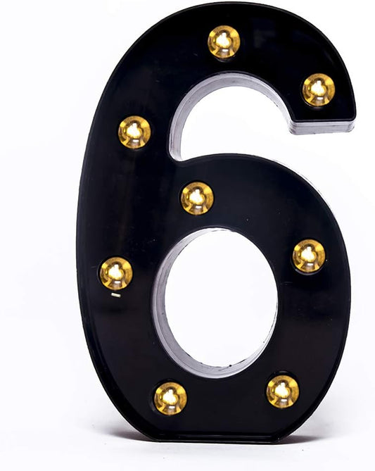 Foaky Black LED Marquee Number Lights Sign Light Up Marquee Number Lights Sign for Night Light Wedding Birthday Party Battery Powered Christmas Lamp Home Bar Decoration