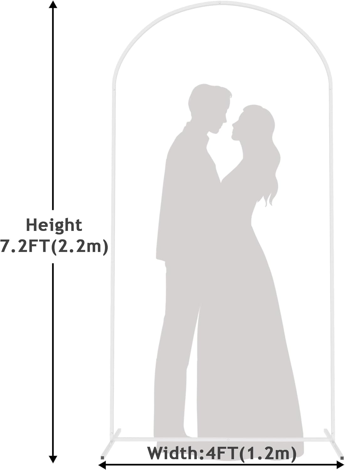 Putros Metal Arch Backdrop Stand 7.2FT White Wedding Backdrop Stand Square Arch Frame for Birthday Party Bridal Baby Shower Ceremony Decoration