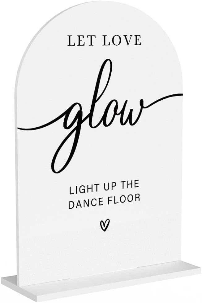 Acrylic Wedding Sign Let Love Glow Sign for Wedding Wedding Signs for Ceremony Modern Calligraphy Arch Acrylic Table Top Sign for Wedding Reception and Event Party Table(white）