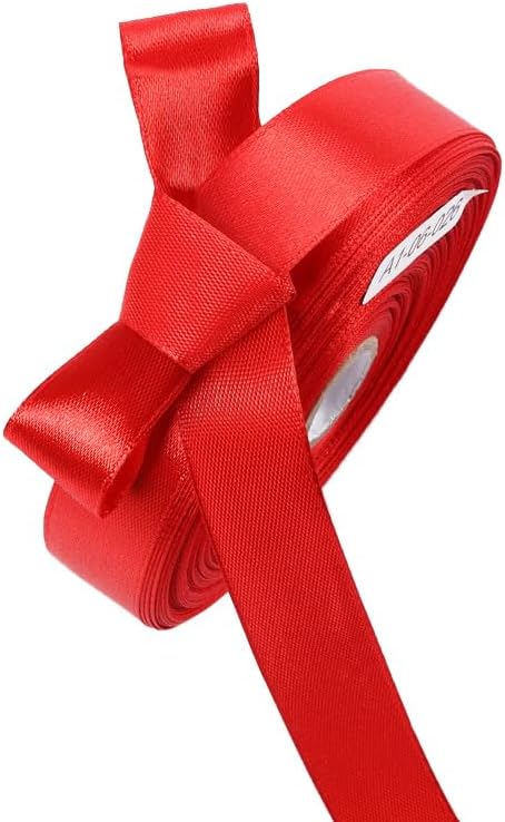 5/8" x 50 Yards Red Satin Ribbon Single Faced Fabric Ribbons for Gift Wrapping, Crafting, Bows Making, Sewing, Wedding, Home Decor