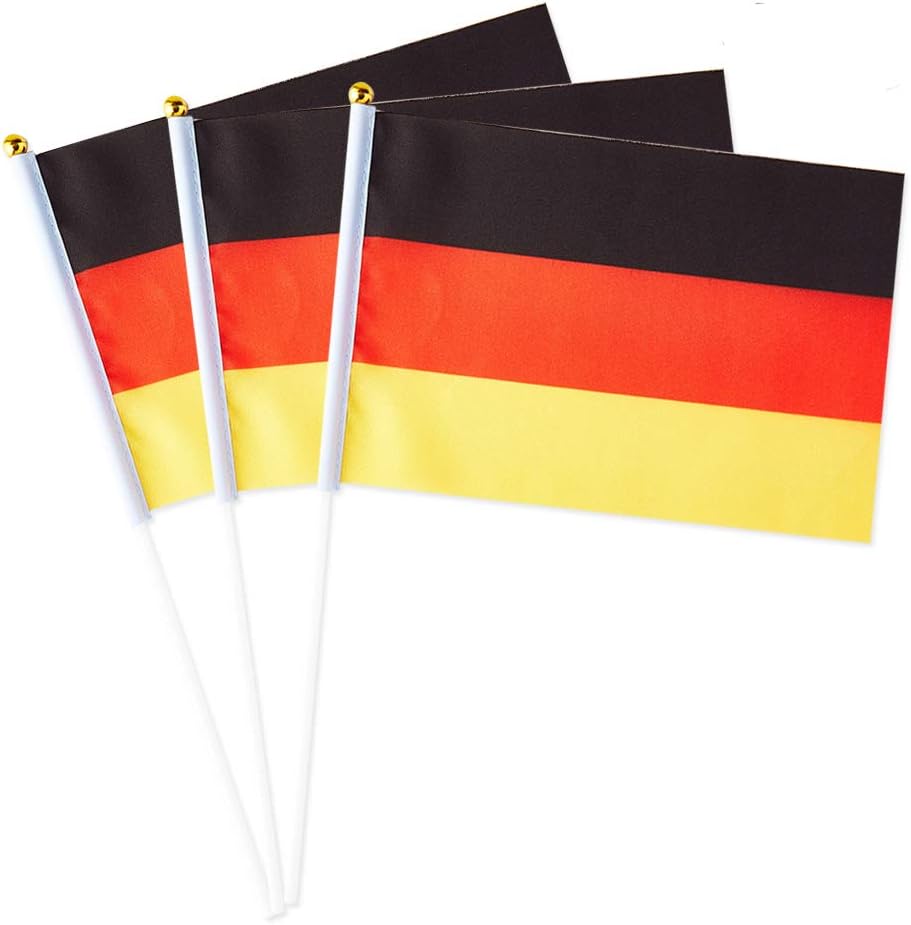 German Flag German Flag, Small Mini Handheld German Flags on Stick, Ideal for Party Parades Sports Events Patriotic Festival Decorations