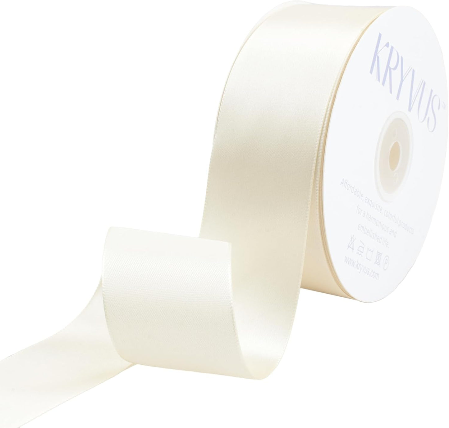 Beige Satin Ribbon 1-1/2 inch X Continuous 50 Yards, Single Face Polyester Ribbon Perfect for Gift Wrapping, Flower Bouquet, Wedding Decor, Crafts, Bow Making, Sewing and More