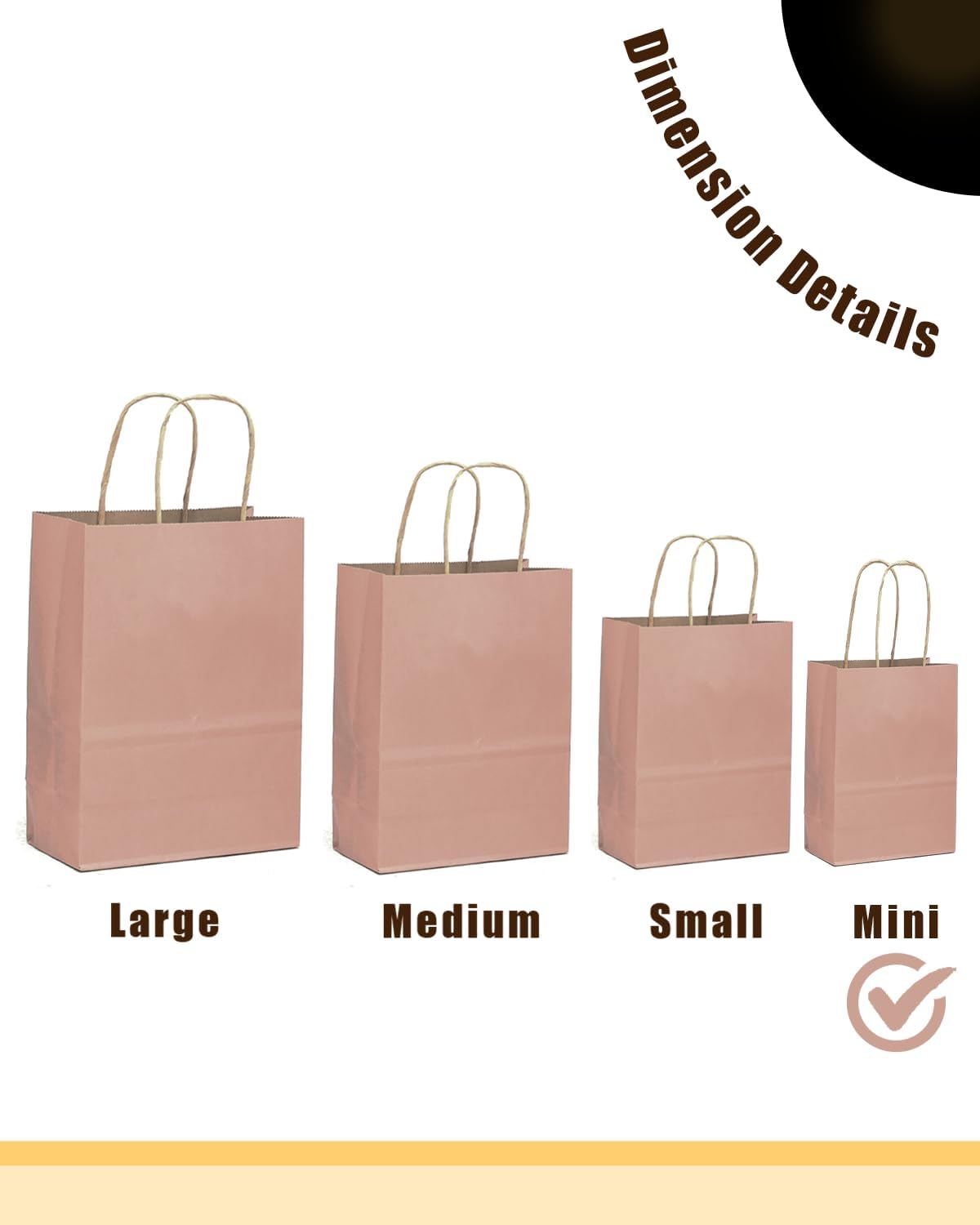 qiqee 24 Pcs Coffee Mini Paper Gift Bags with Handles 6"x4.5"x2.5" Small Brown Kraft Party Favor Bags Treat Bags Multiple Uses (Mini size)