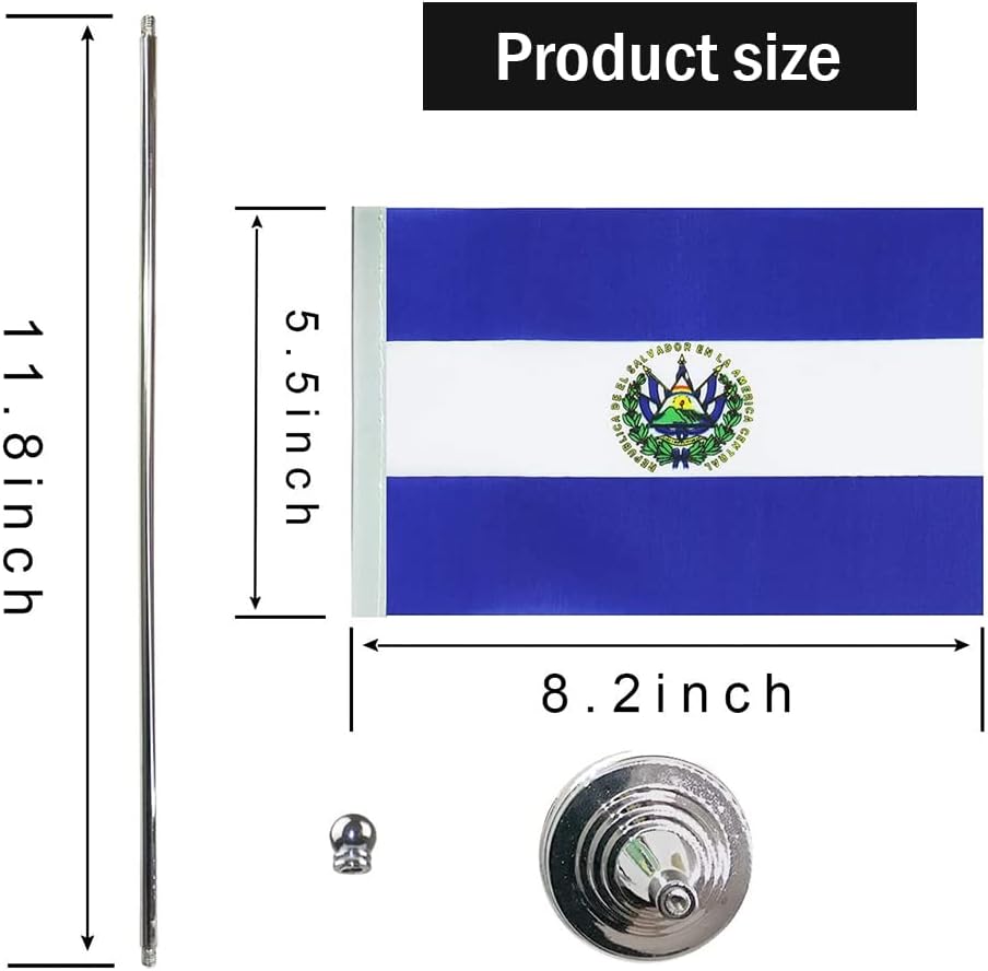 El Salvador Flag Salvadorian Flags, Small Mini Salvadorian Desk Flag, Used for Table Office Classroom Home Patriotic Events Decorations