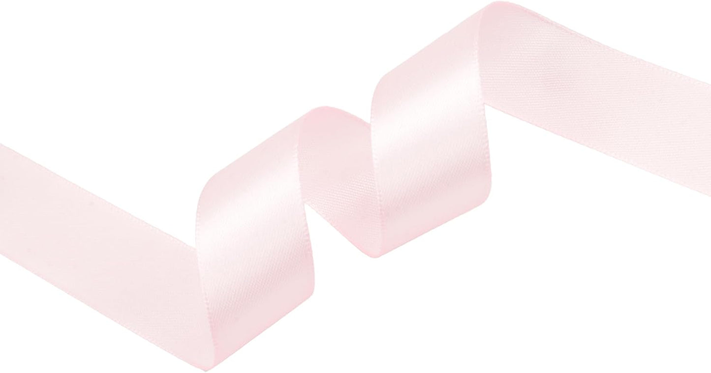 Baby Pink Satin Ribbon 1 inch X Continuous 25 Yards, Single Face Polyester Ribbon Perfect for Gift Wrapping, Flower Bouquet, Wedding Decor, Crafts, Bow Making, Sewing and More