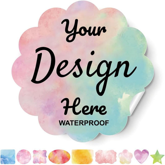 Custom Stickers - Personalized Labels, Customized Stickers with Any Design Image Logo Text, 100 Labels (Scalloped, 4"x4")