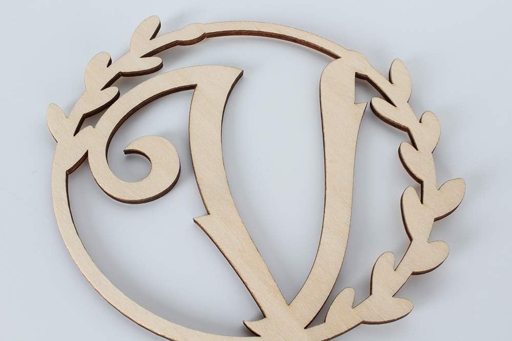 LINGTEER Personalized Inital Letter V Wooden Cake Topper Perfect for Birthday Rustic Wedding Anniversary Party Keepsake Decoration