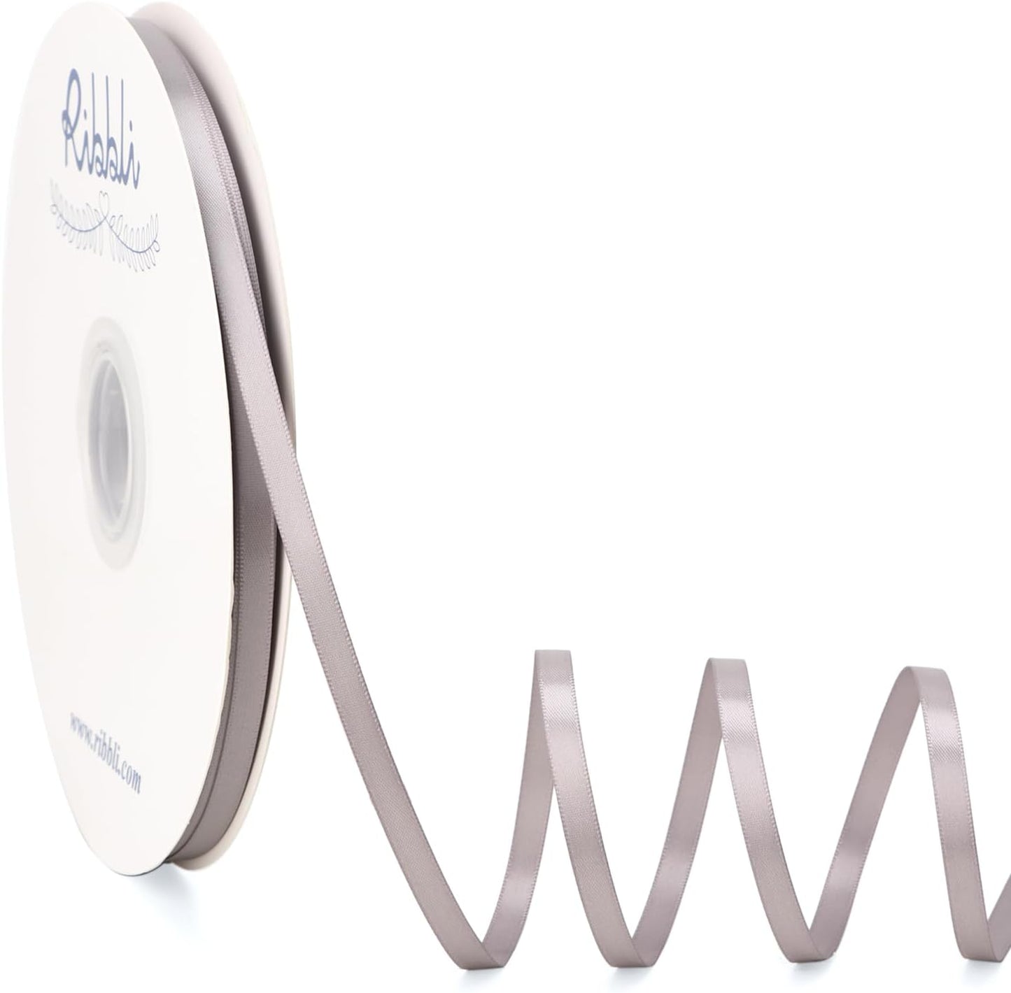 Ribbli Silver Satin Ribbon Double Faced Satin 1/4 Inch x Continuous 100 Yards-Silver Ribbon for Gift Wrapping Crafts Wedding Decoration Bows Bouquet Floral Arrangement