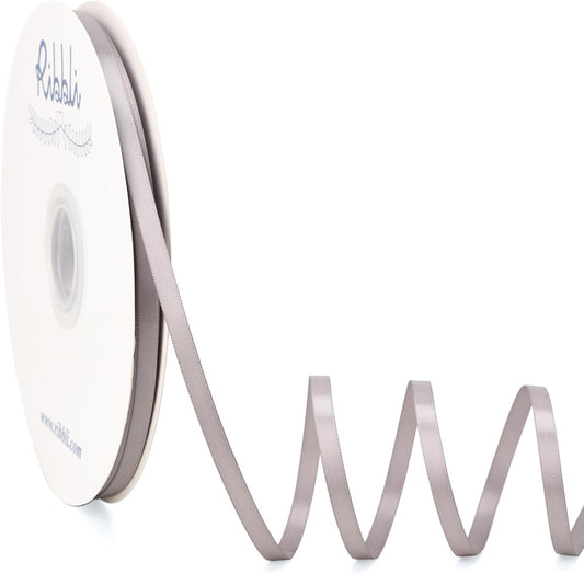 Ribbli Silver Satin Ribbon Double Faced Satin 1/4 Inch x Continuous 100 Yards-Silver Ribbon for Gift Wrapping Crafts Wedding Decoration Bows Bouquet Floral Arrangement