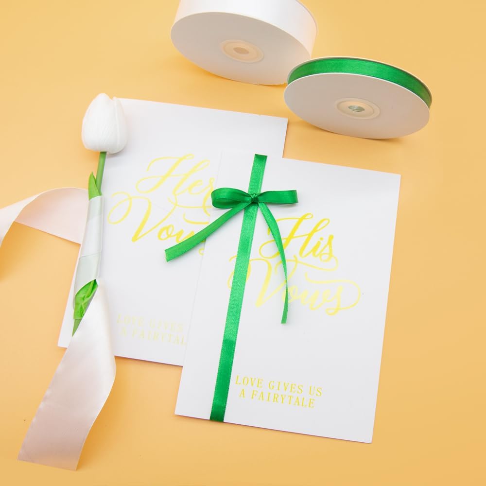 5/8" x 50 Yards Satin Ribbon - Green Silk Ribbon with Spool - Ideal for Gift Wrapping, Floral Bouquets, Crafts, Wedding Party Decorations, Christmas and Sewing Projects