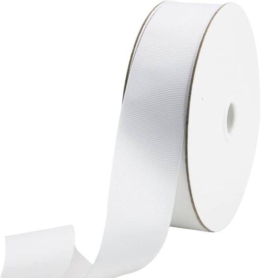 One Roll 50 Yards White Soild Grosgrain Ribbon 1 1/2 inch Boutique Gift Wrapping Package Ribbon-DIY Crafts Bow Hair Headband Accessories Assortment Ribbon #29(38mm)