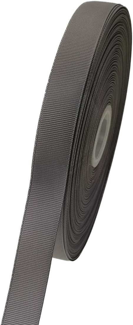 Jesep One Roll 100 Yards Soild Grosgrain Ribbon Boutique Gift Wrapping Package Ribbon, DIY Crafts Bow Hair Headband Accessories Assorted Ribbon#09 (5/8" 15mm, Gray)