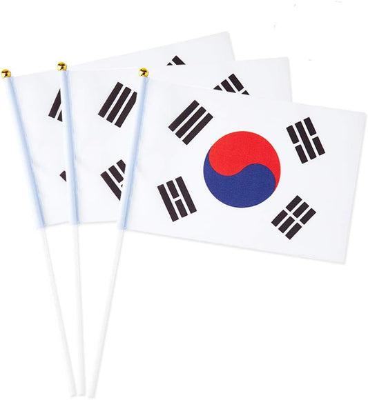 South Korea Flag South Korean Flag, Small Mini Handheld South Korea Flags on Stick, Ideal for Party Parades Sports Events Patriotic Festival Decorations