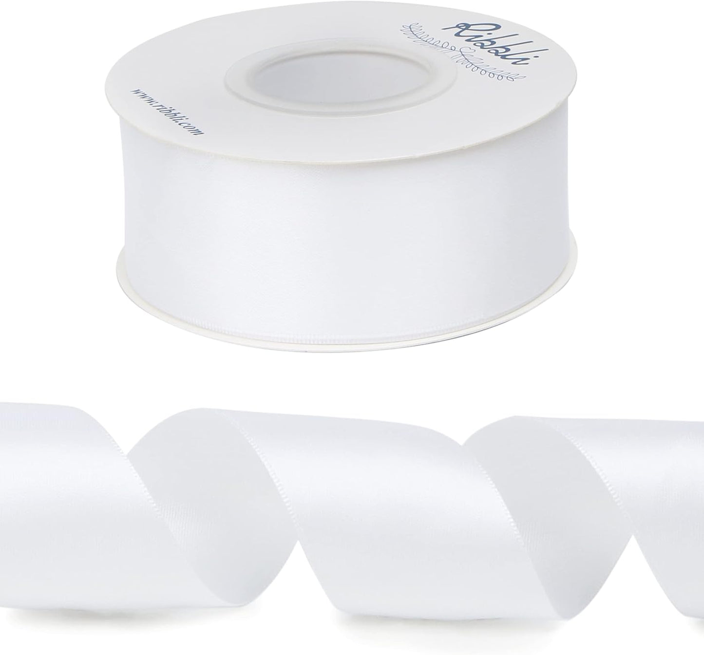 Ribbli White Double Faced Satin Ribbon,1-1/2” x Continuous 25 Yards,Use for Bows Bouquet,Gift Wrapping,Wedding,Floral Arrangement