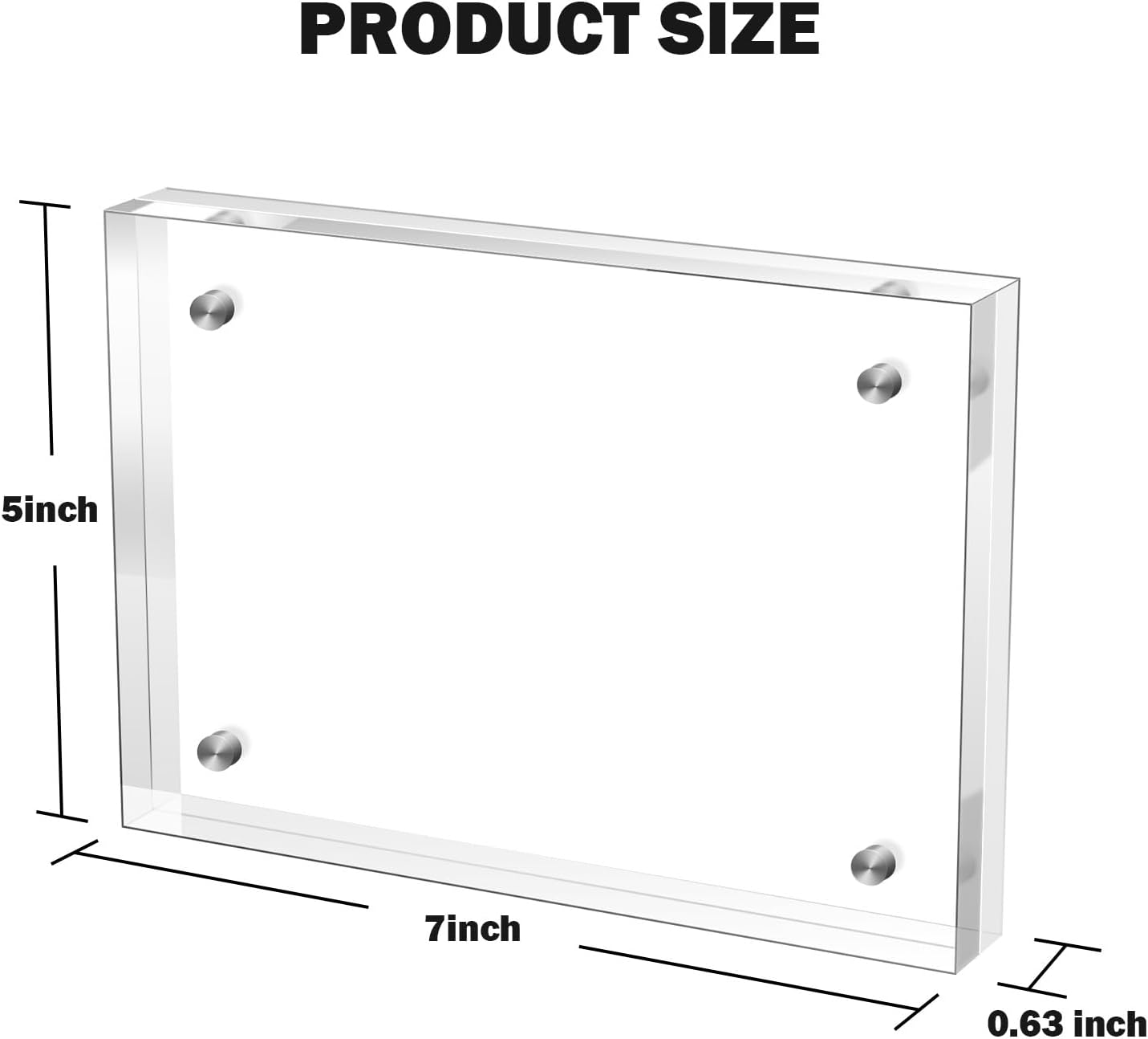 5×7 Inches Acrylic Picture Frame (3 Pack)，Clear Magnetic Picture Frame for Wedding，Double Sided Frameless Photo Frame for Desktop Free Standing， Display Stand Picture Frames