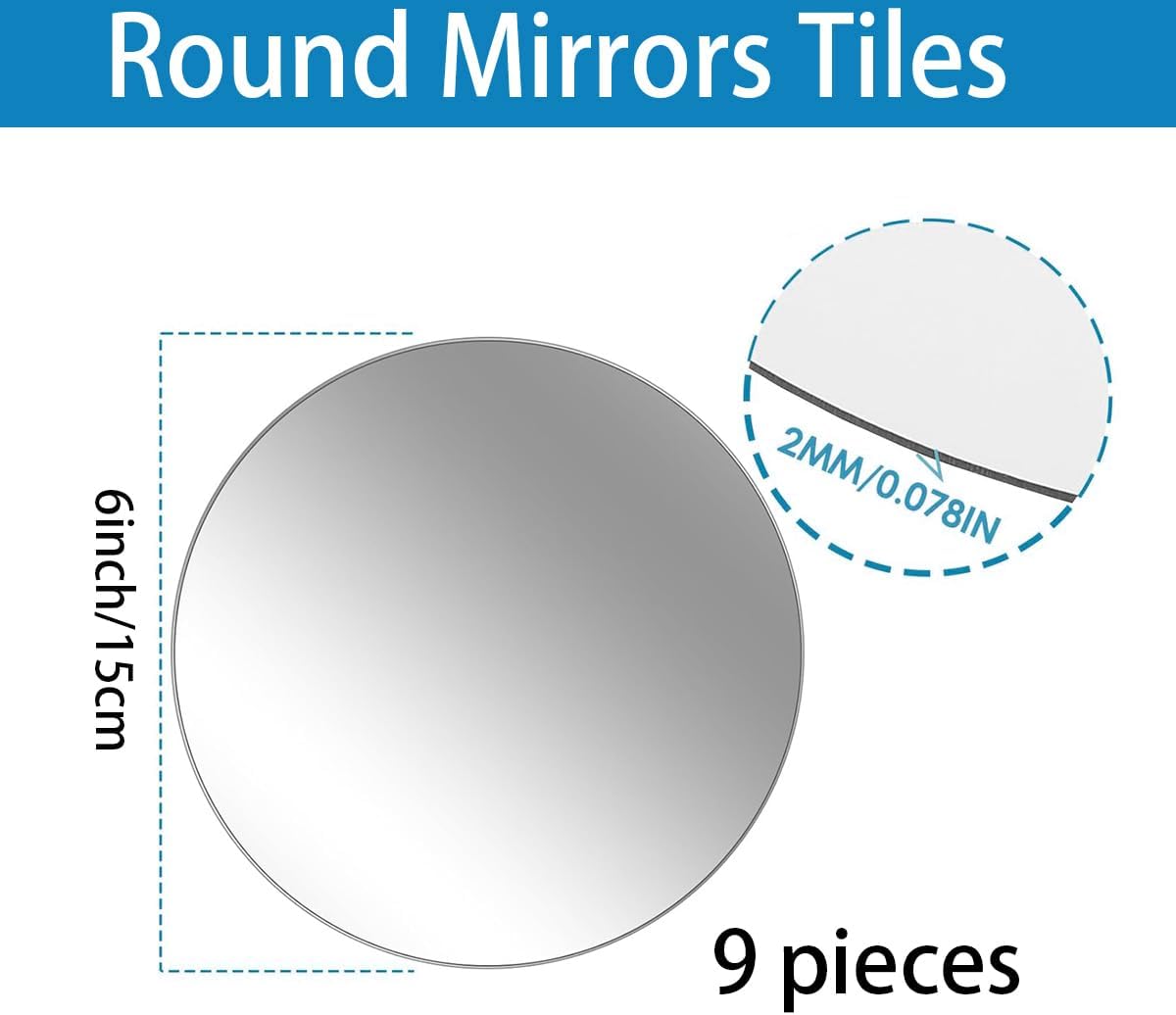 9PCS Small Round Mirror Centerpieces for Tables Decorations, 6" Acrylic Circle Mirror Tiles Mirror Tray Candle Plate Centerpiece for Wedding Christmas Table Centerpieces Decorations Wall Decor