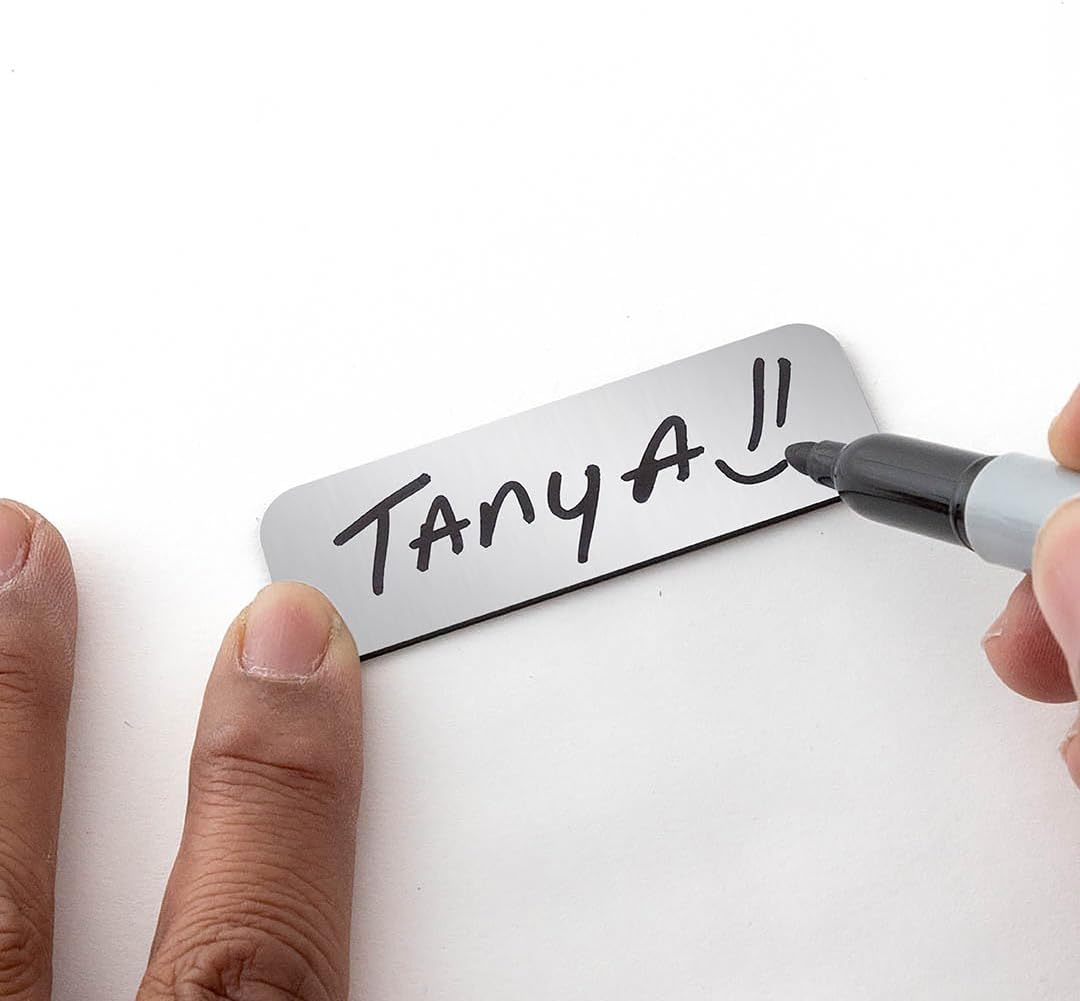 Name Tag/Badge Blanks - 100 Pack - 1-1/2" X 3" (White) Round Corners, Magnetic Backing