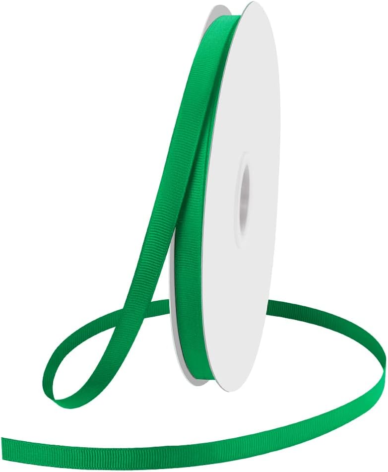 3/8" X 100 Yards Green Grosgrain Ribbon, Premium Grosgrain Ribbon for Sewing, Gift Wrapping, Bow Making, Wedding Decor, Wrapping and More (Green)