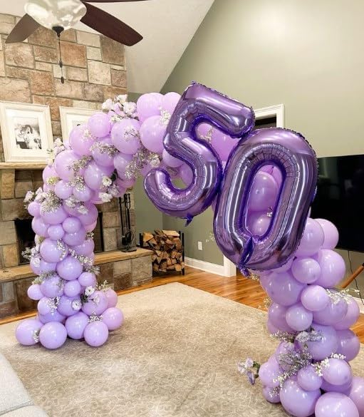 Big Mylar Purple Number 5 Balloon 40 Inch, 5th Birthday Number Balloon 2025 Decorations, Men Boy 15 25 35 50 55 65 Birthday Numbers, Anniversary Party Supplies Foil Number Balloons